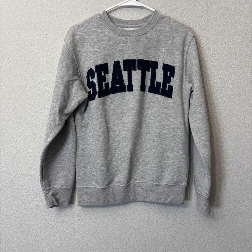 New York Popluar Women's Embroidered Seattle Pullover Sweatshirt Size S Gray